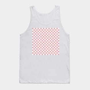 Wonky Checkerboard, Pink and White Tank Top